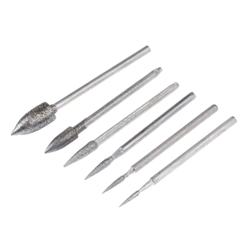 

6 Pieces Conical Diamond Grinding Bits Needle Carving Tools Needle for Jade N0PA