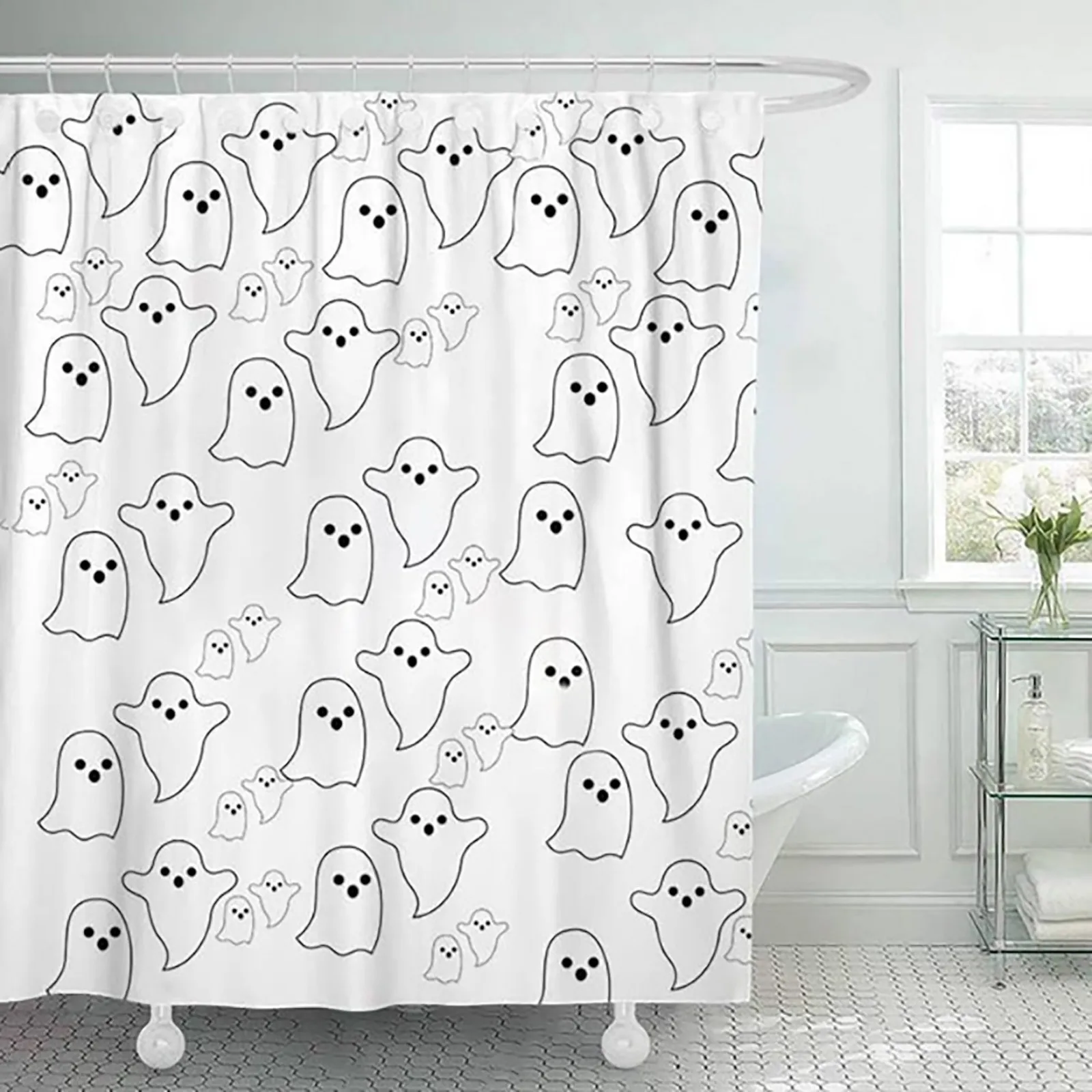 

Happy Halloween Waterproof Polyester Fabric Shower Curtain, Bathroom Shower Curtain Holiday Atmosphere Halloween decorations
