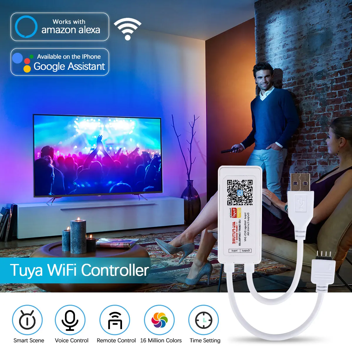 Светодиодный контроллер Tuya RGB Wi-Fi USB/DC с таймером | Освещение