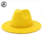 Шляпа-федора FS в стиле ретро для мужчин и женщин, однотонная фетровая шляпа с широкими полями, из фетра и фетра, чёрная, 60 см, для вечерние