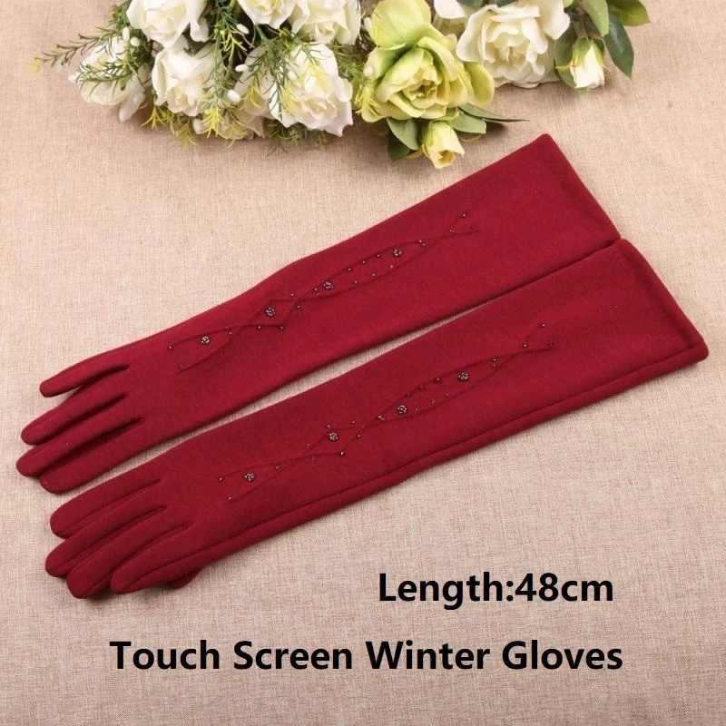 

Ветрозащитные зимние элегантные длинные перчатки ручной работы из замши для женщин теплые перчатки для сенсорного экрана зимние варежки