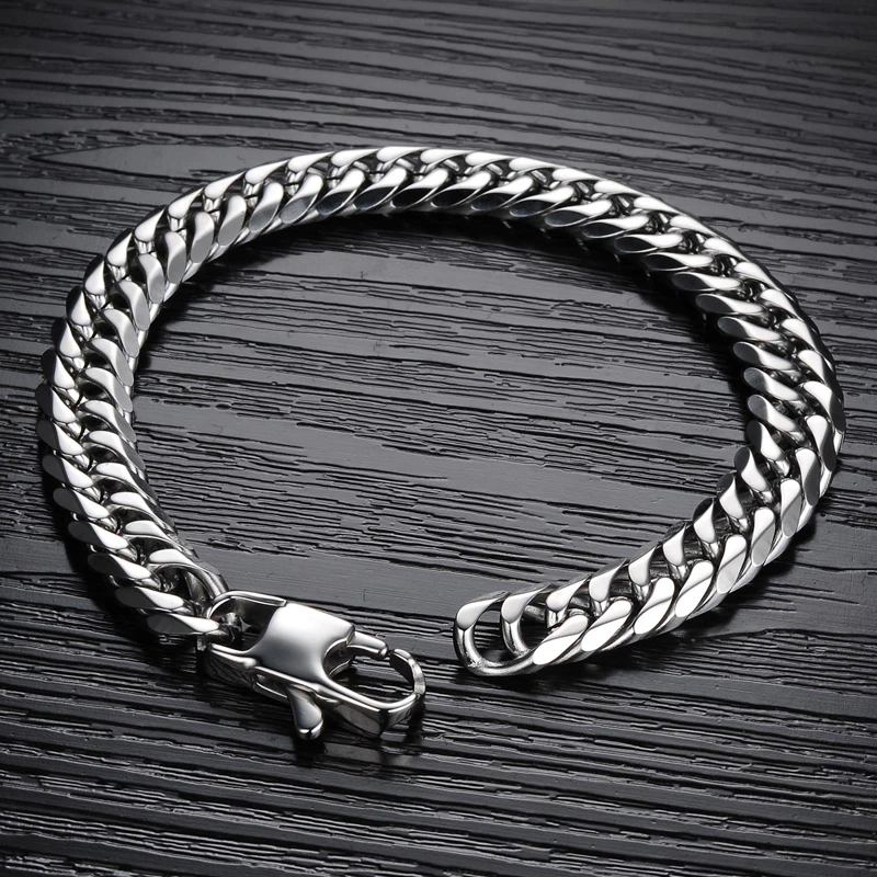 Женский шикарный мужской браслет с цепочкой из полированной нержавеющей стали