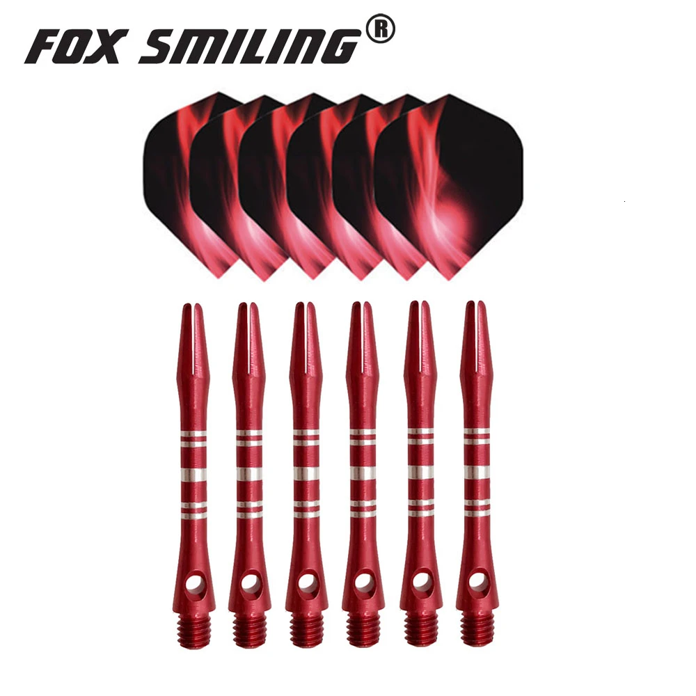 41mm 6 and 6 Fox Smiling 35/41 мм алюминиевый дротик валы и Дротика s Перелёты комплект Dardos перо Листья аксессуары для игры в дартс набор для Дротика настольные игры - Цвет: 41mm 6 and 6