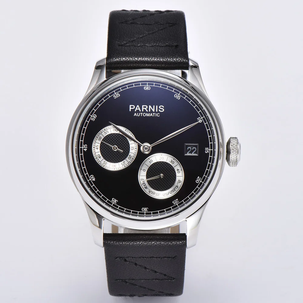 Часы мужские механические с автоподзаводом черным циферблатом 43 мм | Наручные