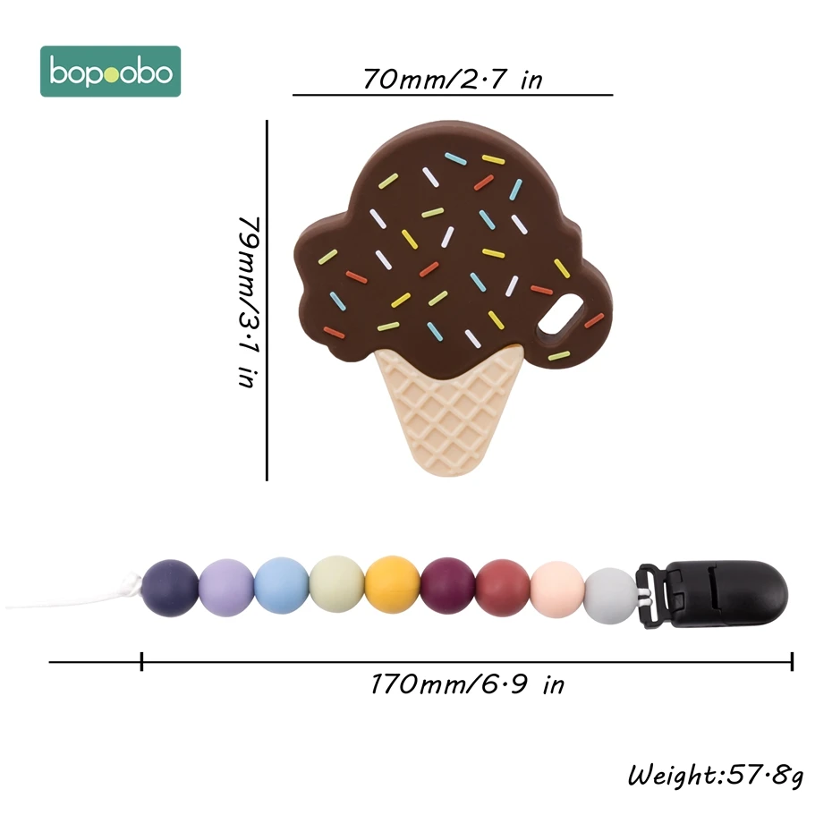 Bopoobo 1 шт., детский прорезыватель, соски, клипсы, подарок для ребенка, пищевые силиконовые грызуны, прорезыватель из бисера, BPA бесплатно, подарок для ребенка, игрушки, силиконовые бусины - Цвет: Ice Cream Set 2