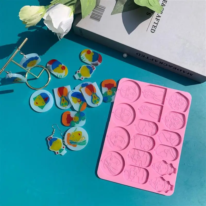 

DIY Epoxy Resin Silicon Mold Water Drop Pattern Face Earring Multi-Style Combination Necklace Jewelry Making Casting Handicraft