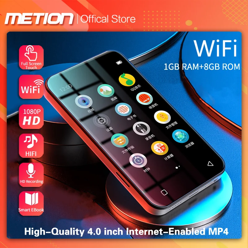 

2022 Portable WIFI bluetooth MP4/MP3 player 4.0 inch full touch screen with bluetooth recorder, e-book support to expand 256GB