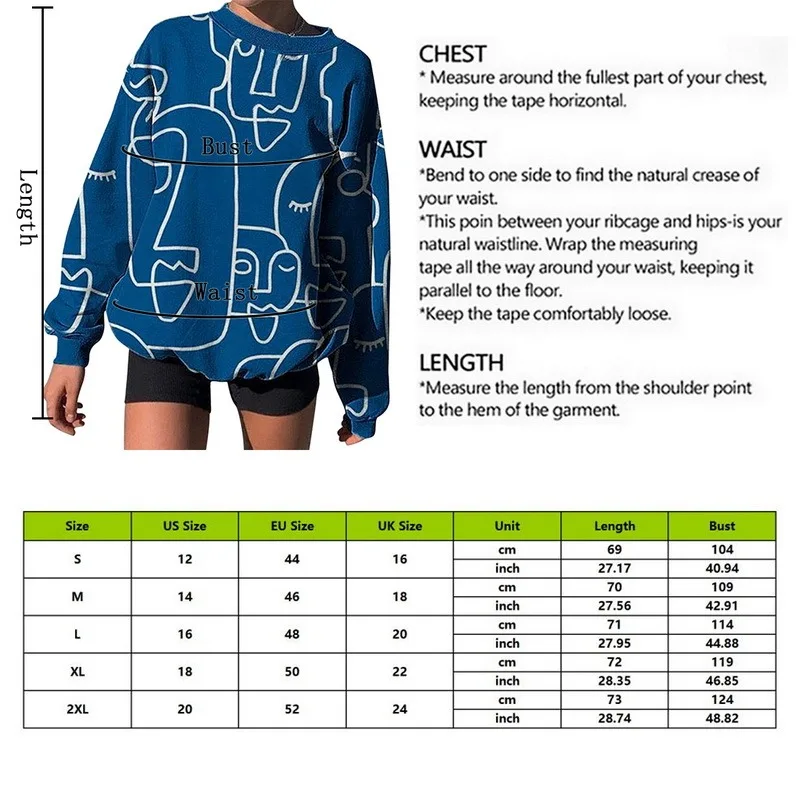 

Women Autumn Casual Eye Print Hoodie Sweatshirt Harajuku Loose O Neck Pullover Top Female Patchwork Retro Long Sleeve Sweatshirt