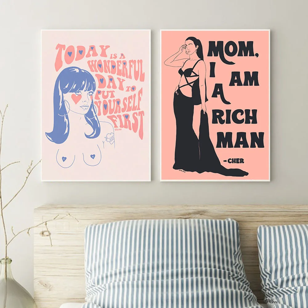 

Abstract Canvas Painting Feminist Art Print Today Quote Posters and Prints Self Love Nude Picture for Living Room Home Decor