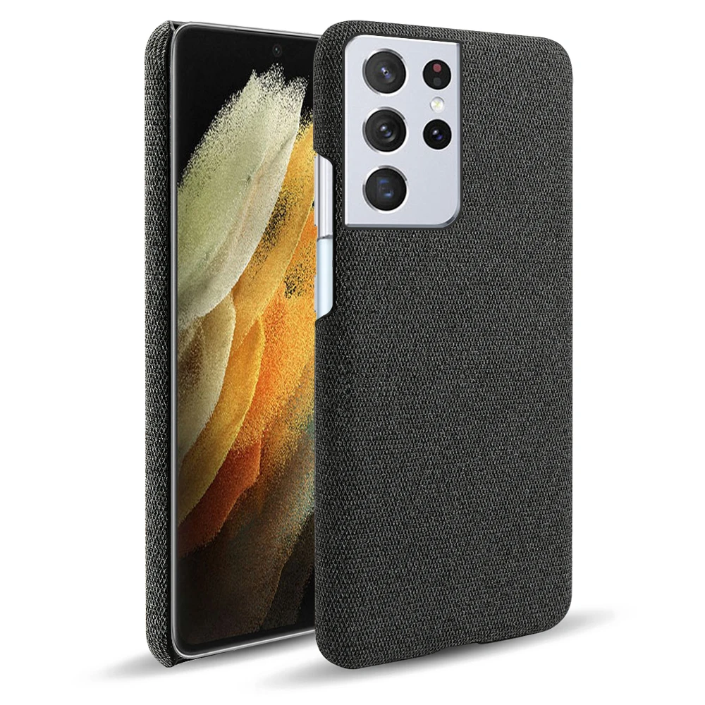 

for samsung s21 plus ultra Mobile phone shell cloth pattern protective shell leather case back shell sticker leather shell