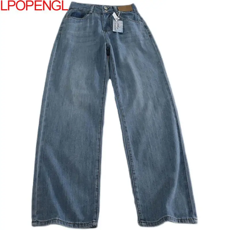 

Женские джинсы, мешковатые светло-голубые джинсовые брюки с высокой талией, в стиле Харадзюку, в японском, корейском, колледжском стиле, 2021