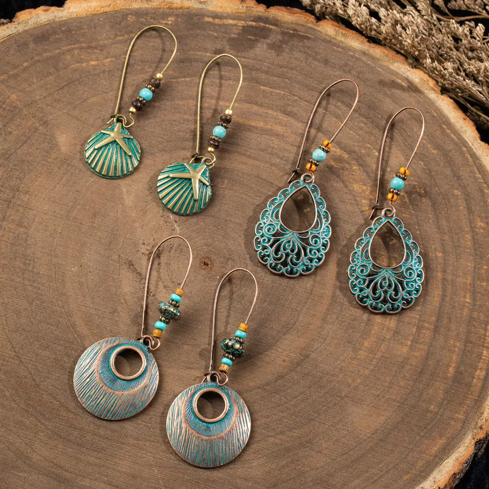 3 Pairs/Set Vintage Bohemian Boho Ethnic Dangle Drop Earrings for Women's 2019 Fashion Jewelry Accessories E2049 E2029 E2048 | Украшения