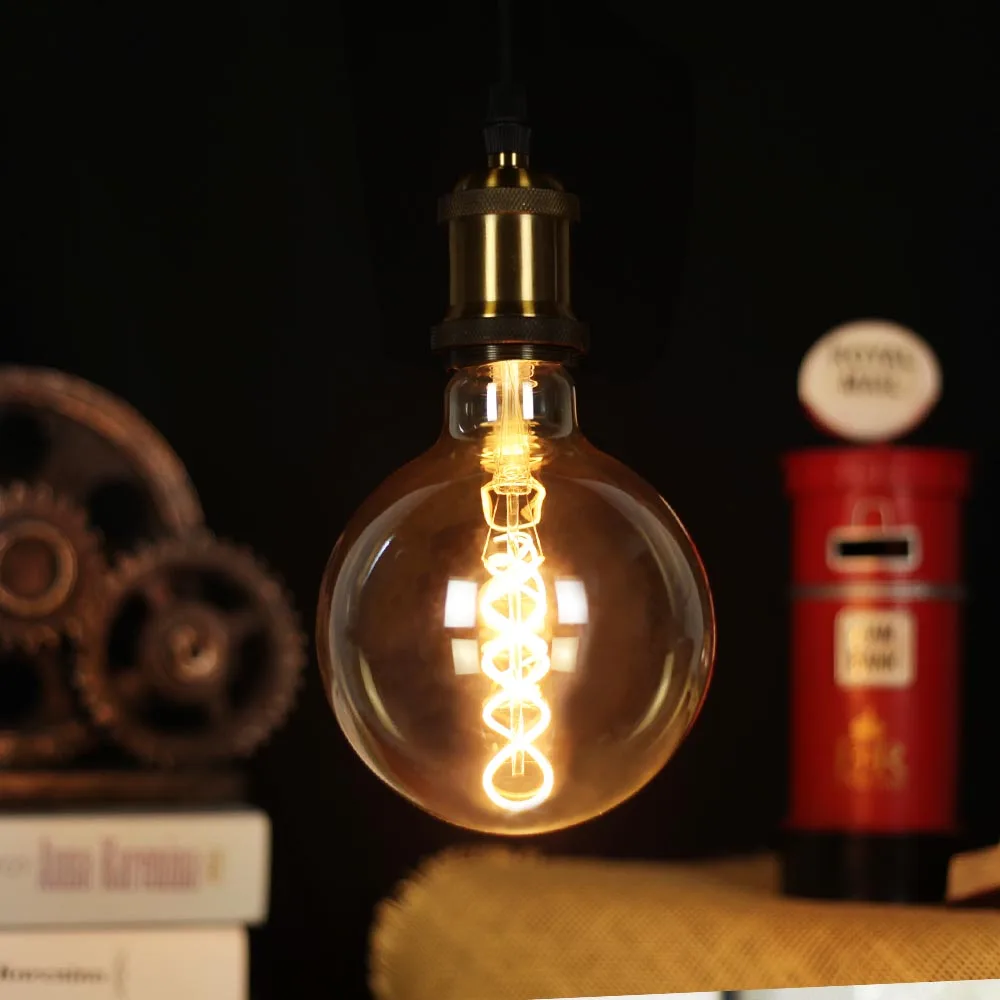 TIANFAN Edison ЛАМПЫ G125 лампа Светодиодная в форме шара глобуса винтажная спиральная