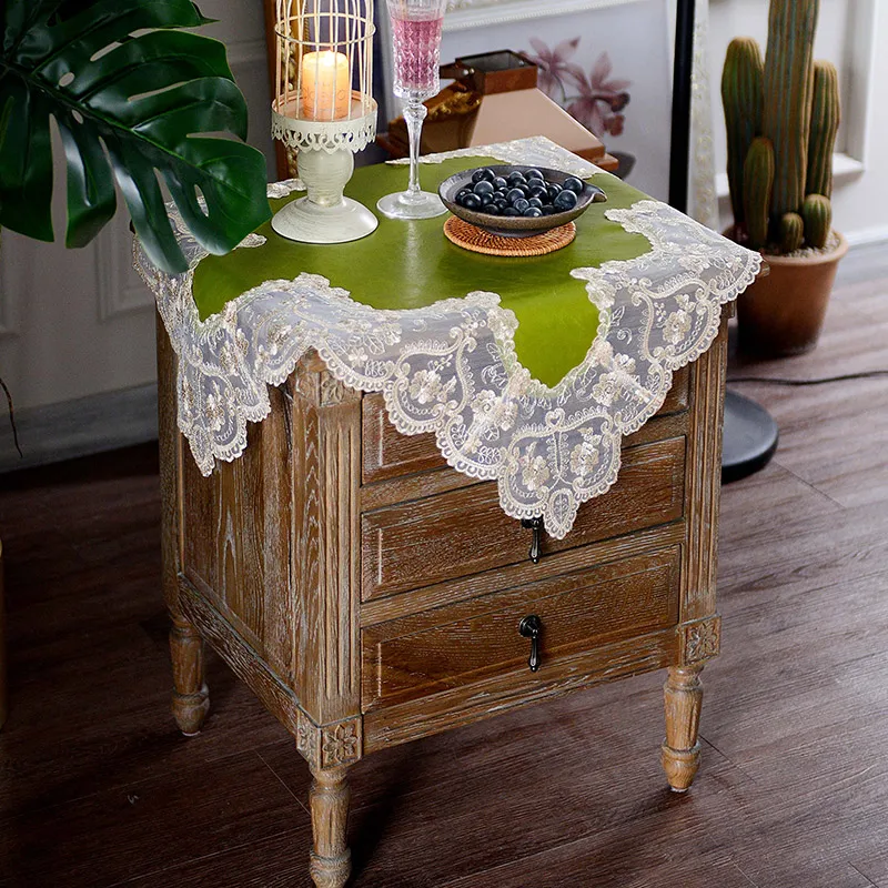 Oil Wax Leather Lace Tablecloth Waterproof Kitchen Garden Rectangular Green Party Dining Tea Table Cover Square Stain-resistant | Дом и сад