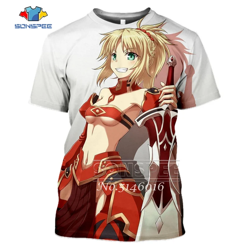 Летняя мужская модная уличная одежда футболка топ Fate/stay night аниме для девочек с 3D