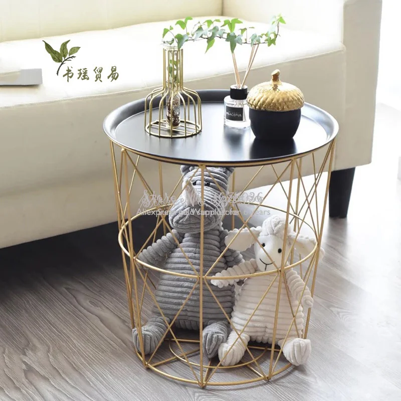 Металлический металлический кофейный столик Ins в скандинавском стиле корзина