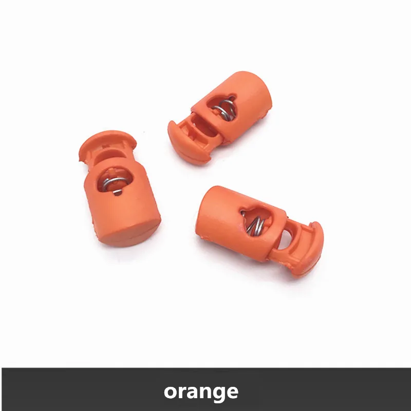 orange 20 шт. Высококачественная пластиковая пробка с одним отверстием, замок для шнура, затягивающий пружинный шнур, концевые пряжки, аксессуары для установки одежды DIY - Цвет: orange