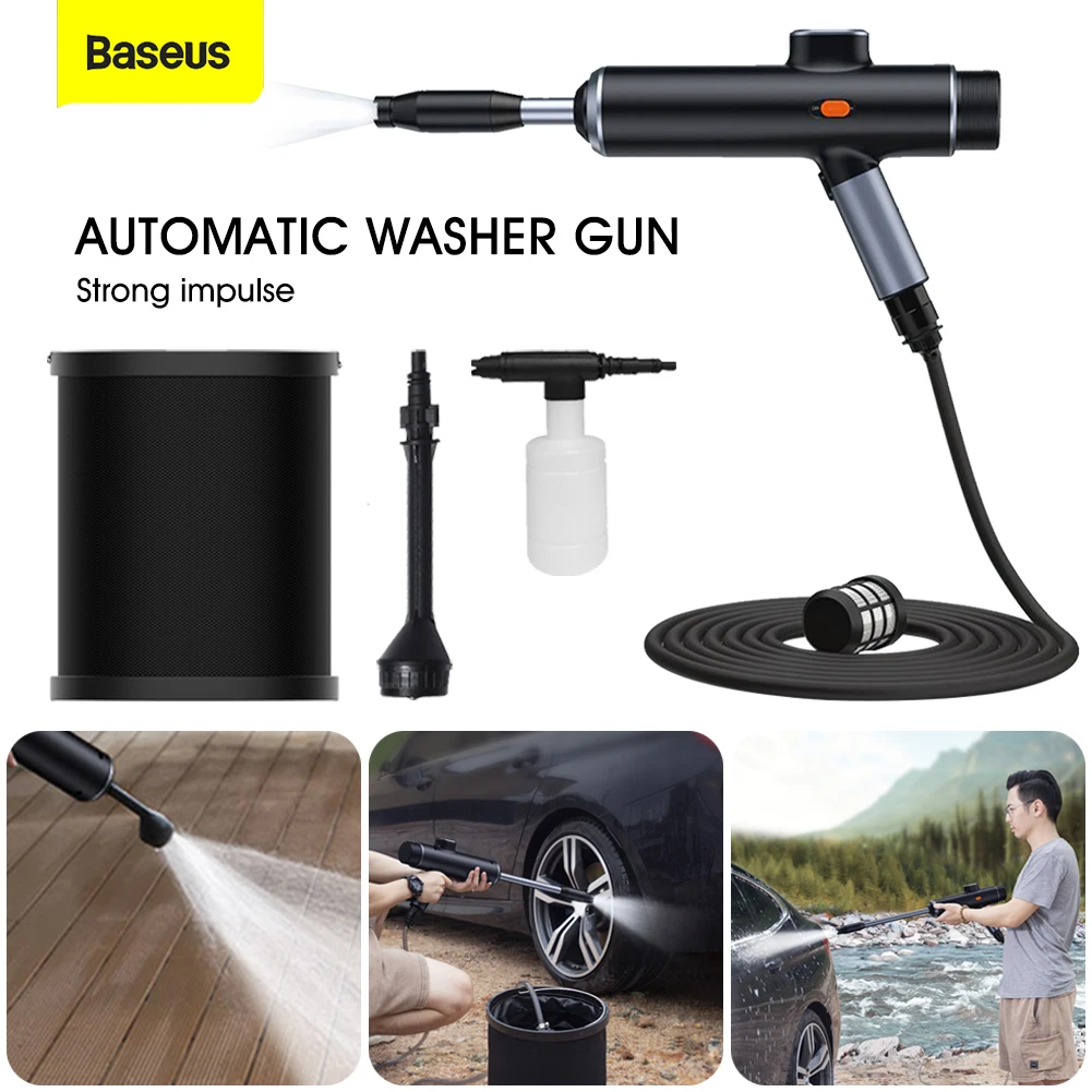 

Baseus Car Electric Water Gun High Pressure Washer Foam Nozzle Car Wash Protable Car Cleaner Cleaning Care Foam Nozzle Digital