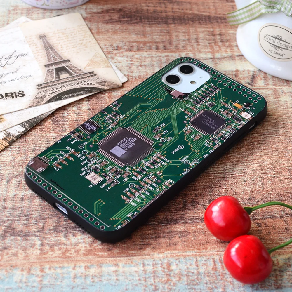 For iPhone Green technology wonderful electronic board Soft TPU Border Apple iPhone Case