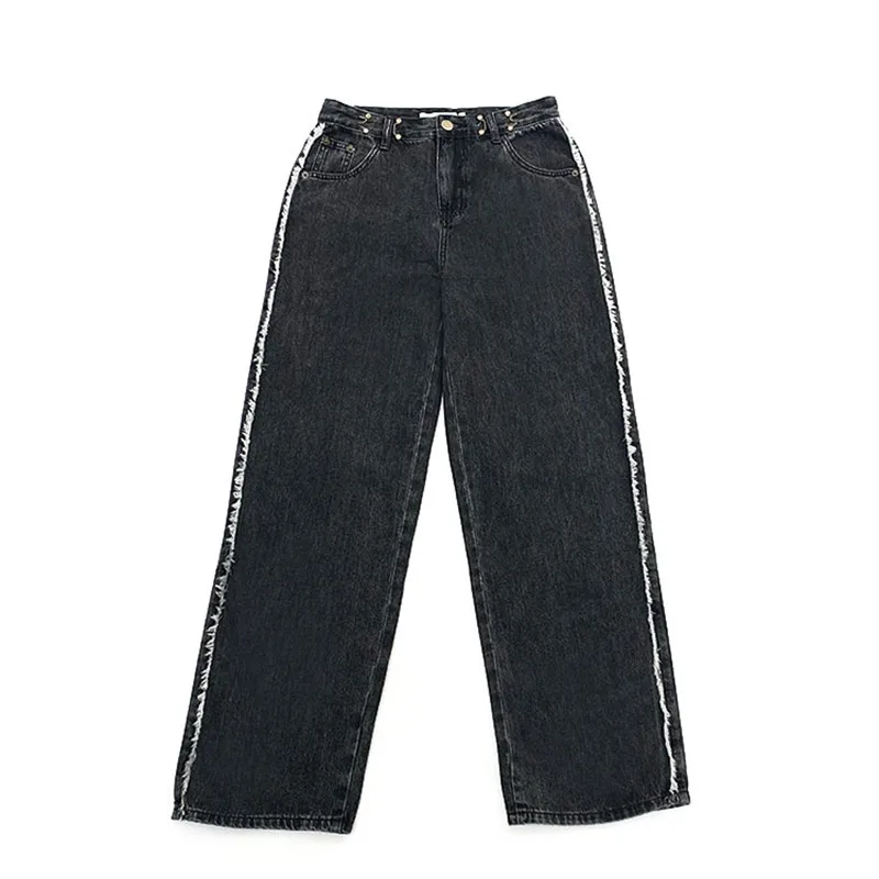 

Women Jeans High Waist Loose Straight Patchwork Denim Trousers Sexy Long Wide Leg Pants Fashion Plus Size Jean Streetwear P9642