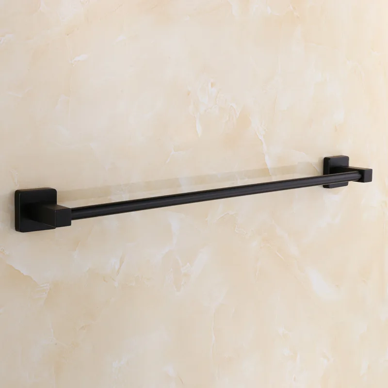 Простой черный держатель для полотенец из лакированной нержавеющей
