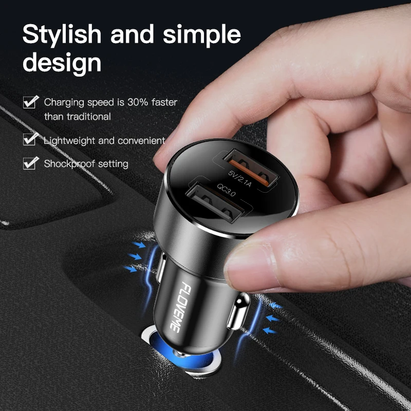 Автомобильное зарядное устройство Floveme с двумя USB портами 18 Вт|Зарядные