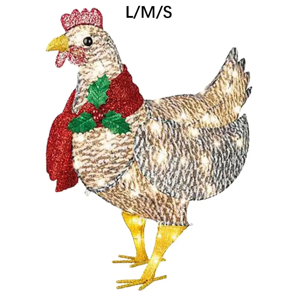 

Light-up Chicken with Scarf Holiday LED Party Favor Animals Statues for Ground Lawn Decoration