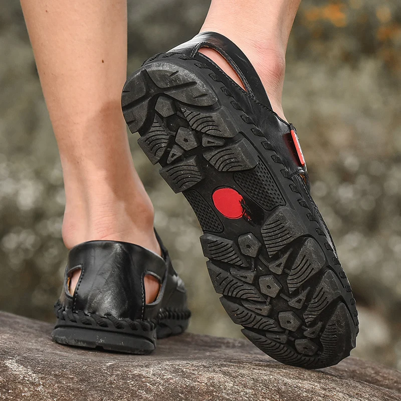 Сандалии мужские из натуральной кожи легкие босоножки ручной работы в римском