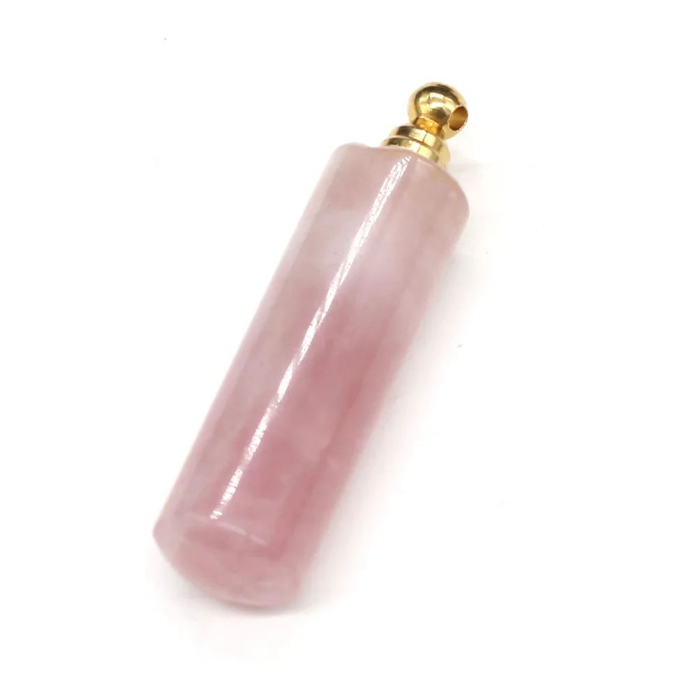 Купи Natural Stone Perfume Bottle Pendant Fashion Long Cylindrical Shape Pink Crystal Pendant for Jewelry Making Necklace Accessories за 220 рублей в магазине AliExpress