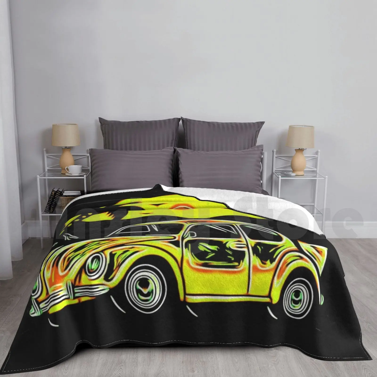 Одеяло Жук закат 2584 автомобиль С закатом автомобили с на заднем фоне