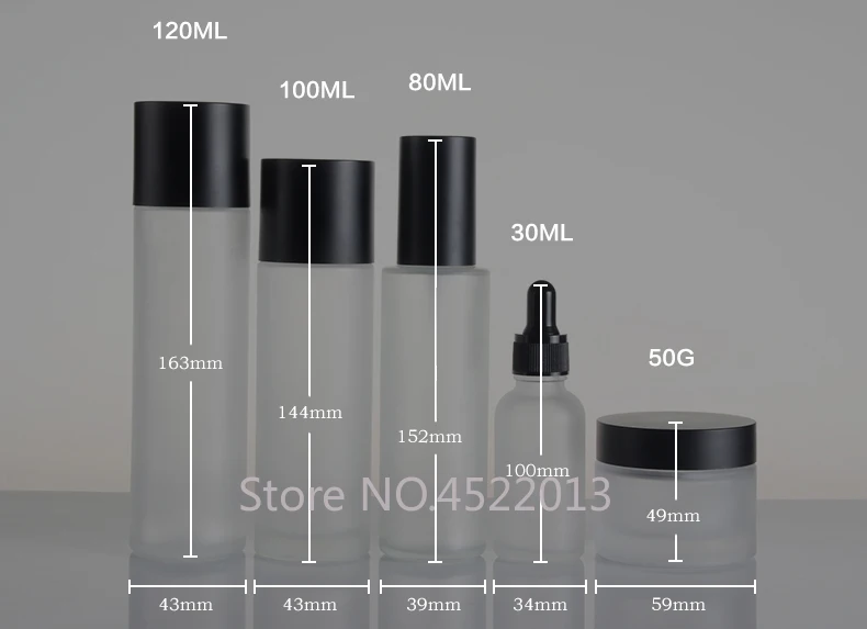 120ml100ml Glass Frosted Cosmetic Toner Bottle 80ml Lotion Pump/Spray Container 30ml Essential Oil 50G Cream Jar 10pcs | Красота и