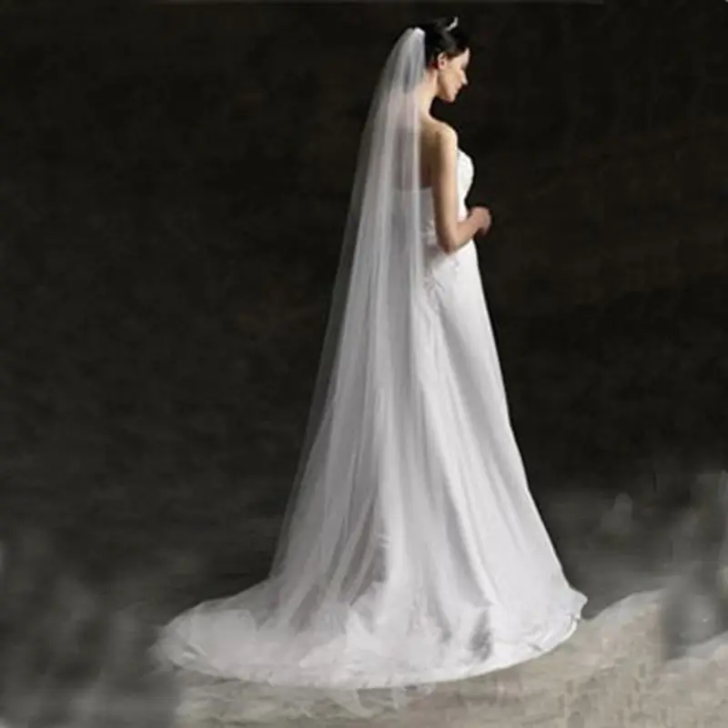 

2021 New 3M/5M Single Layer Women White Trailing Long Wedding Veil Minimalist Simple Luxury Cathedral Bridal Veil Marriage