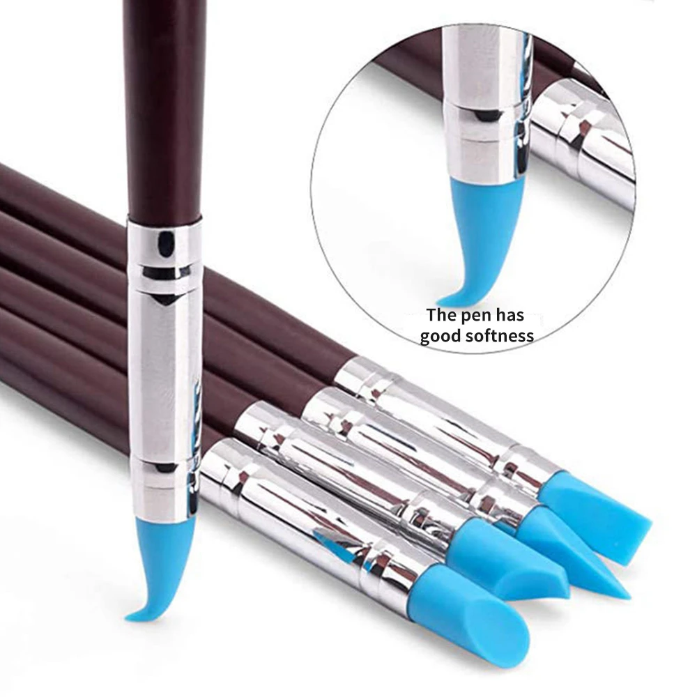 5 шт. резьба по гончарной глине инструменты деревянная ручка силикон головка