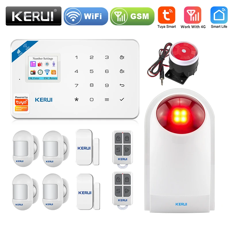 KERUI W181 Security Alarm System Smart Tuya WIFI GSM Work For Home Security Burglar Motion Detector Door Window Sensor Kit