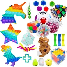 Fidget Sensory Toy Stress Anxiety Relief Autism Toys Set Push Kit Bubble Fidget Sensory Toys for Kids Adults Decompression Gift