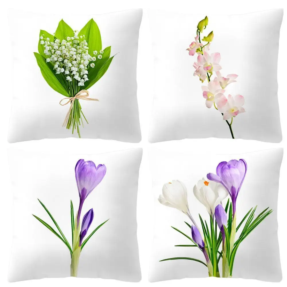 Искусственный чехол с цветочным принтом лаванды простые белые подушки для