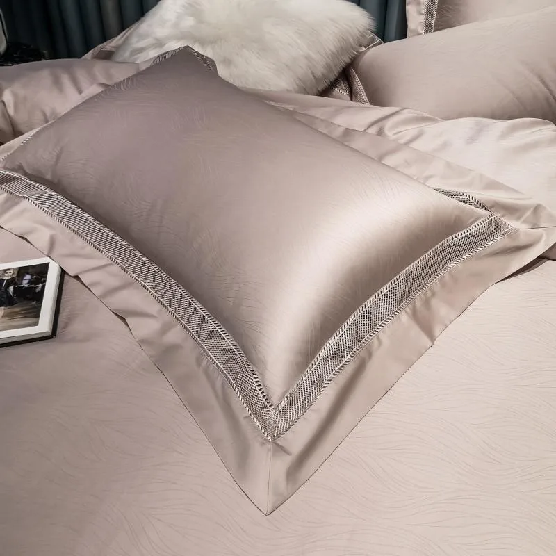 

Luxury 1000TC 100% Egyptian Cotton Bedding set 4Pcs Queen King Cream Gray Jacquard Duvet cover Long-Staple Yarns Bed Sheet set