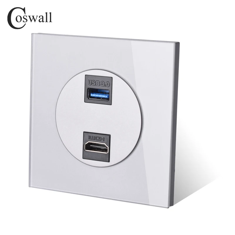 Панель Coswall из закаленного стекла с серыми кристаллами совместимая HDMI Разъем 2 0