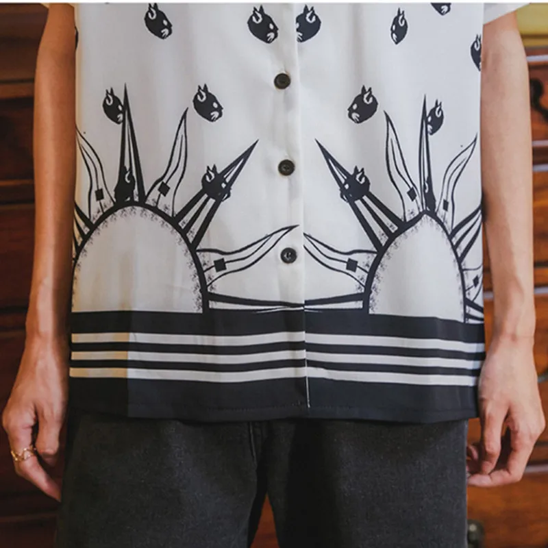 

Alien Kitty 2021 New Summer Women Shirt Elegant Female Blouses V-neck Short Sleeve Cat Pattern Office Lady Tops Loose All Match