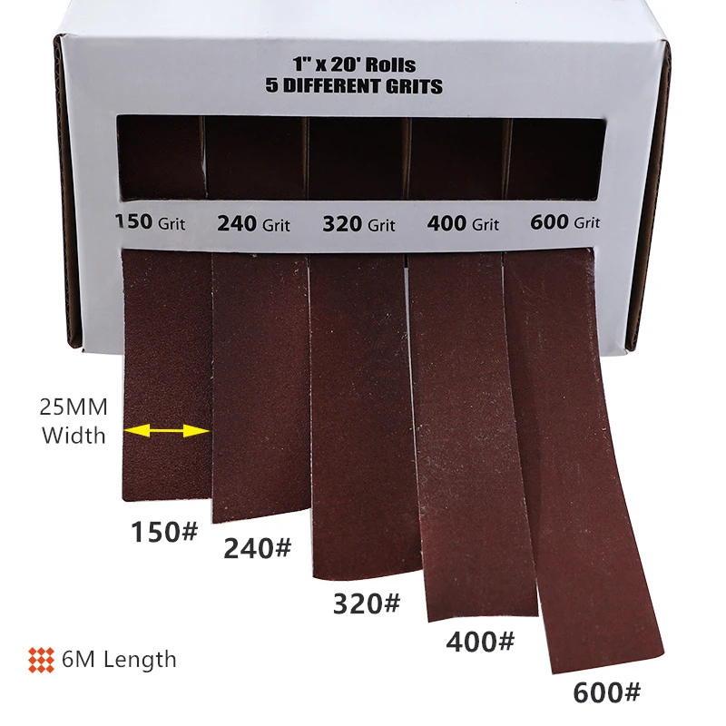 

150-600 Grit Carpenter Sandpaper Dry Grinding Emery Sanding Belt Drawable Sand Paper Roll For Metal Glass Wood Polishing 6M