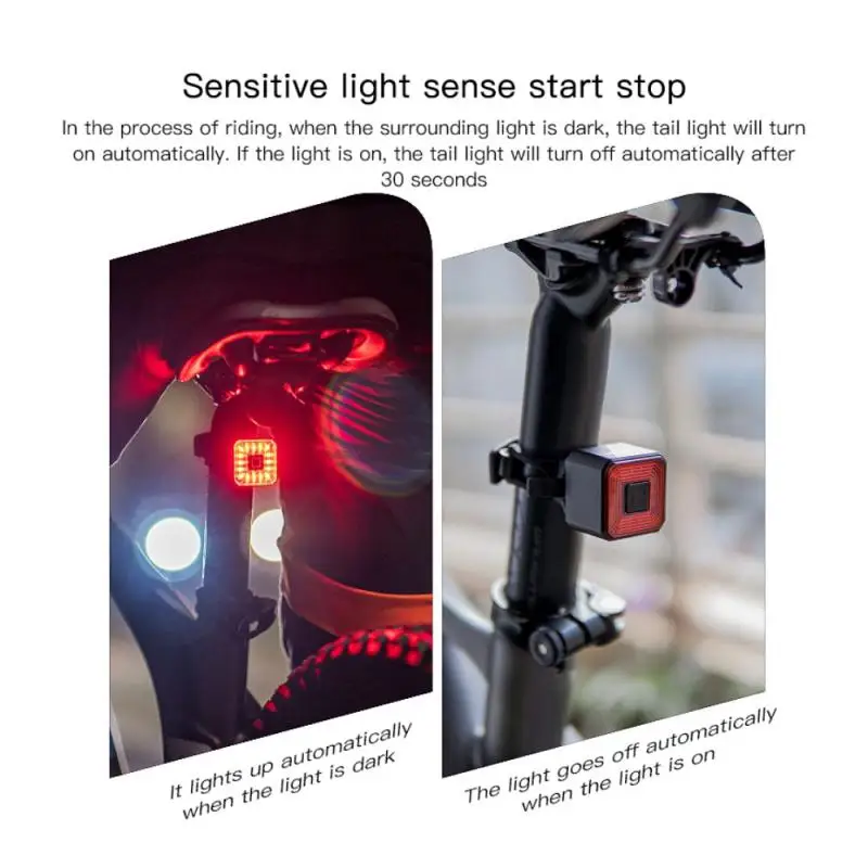 

USB Charging Night Riding Taillight Bicycle Brake Induction Taillight Safety Warning Light Bicycle Intelligent Brake Taillight