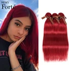 Пряди волос Реми Форте, прямые, красные бразильские пучки волос, волнистые пряди чки из 100% натуральных волос, 134 пучков, прямые пучки волос