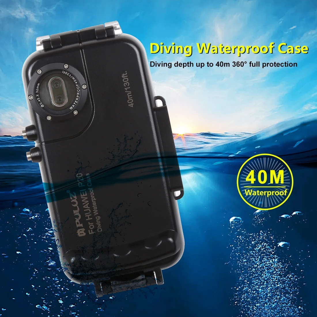 

PULUZ 40m/130ft Waterproof Diving Housing Photo Video Taking Underwater Cover Case for Huawei P20 P20 Pro