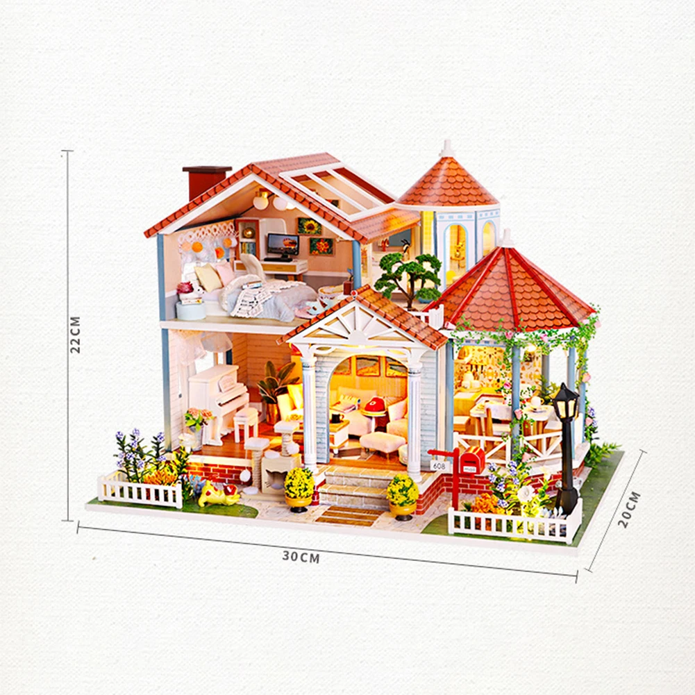 

2021 DIY Mini Doll House Wooden Doll Houses Miniature Dollhouse Furniture Kit Toys Casa for Children Manual Assembling Toy
