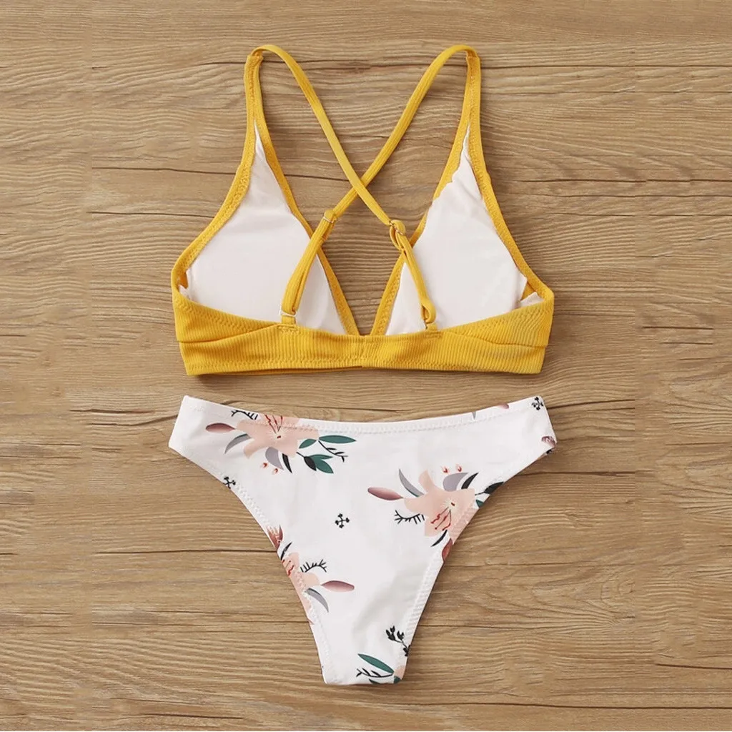 Женский купальник из двух предметов пуш-ап бюстгальтер с подкладкой пляжный