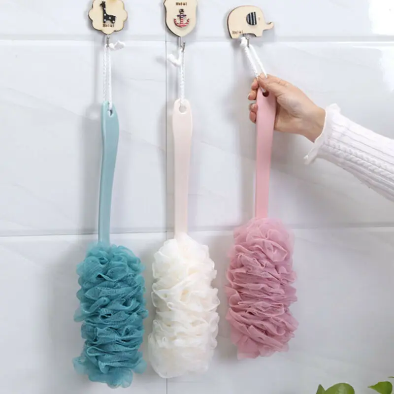 Практичный скраб для тела ванны щетка спины душ Loofa сетчатый шар с длинной ручкой