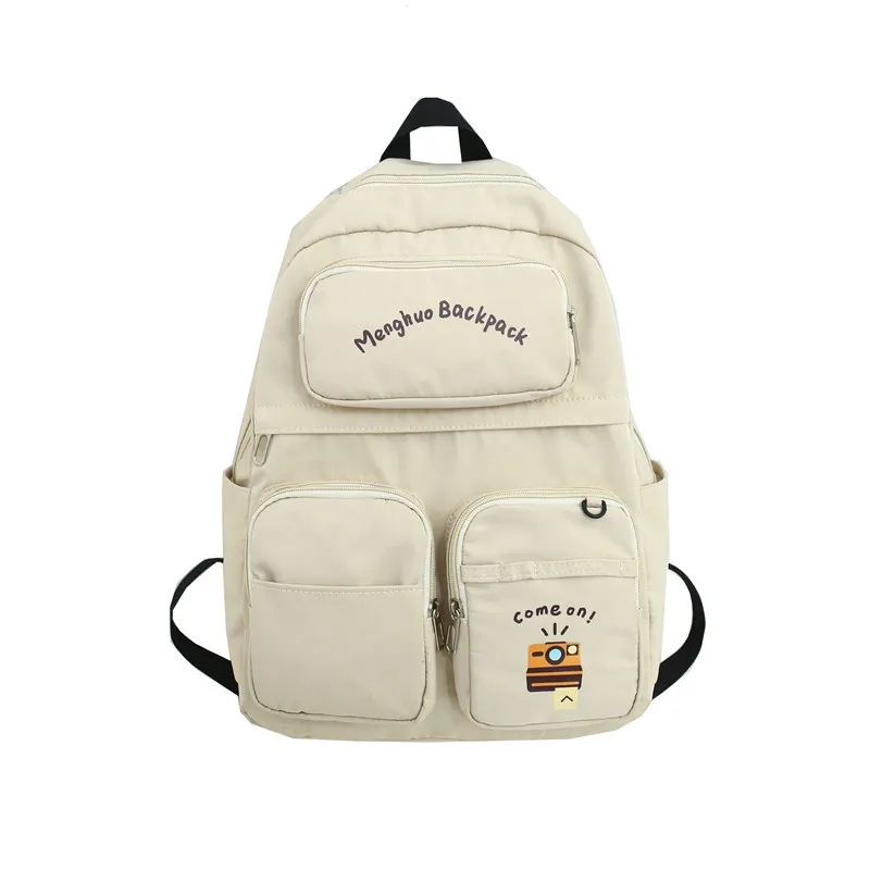 

School student backpack 2020 cute girl heart double pocket college style school bag female simple and versatile junior and high