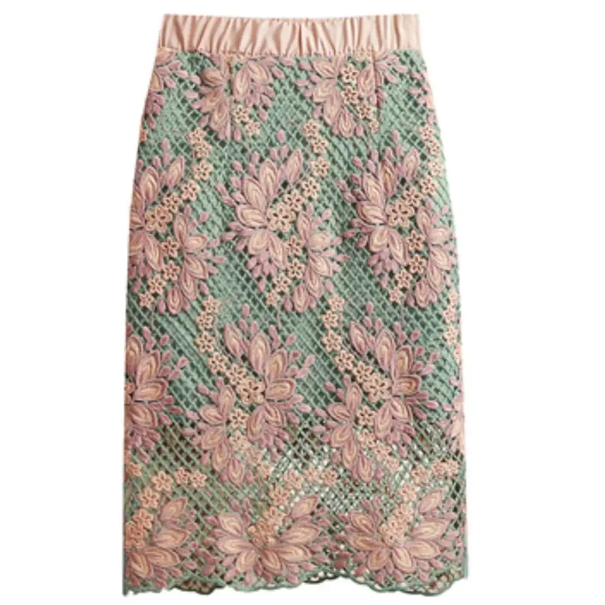 Женская юбка с цветочной вышивкой демисезонная Водорастворимая кружевная