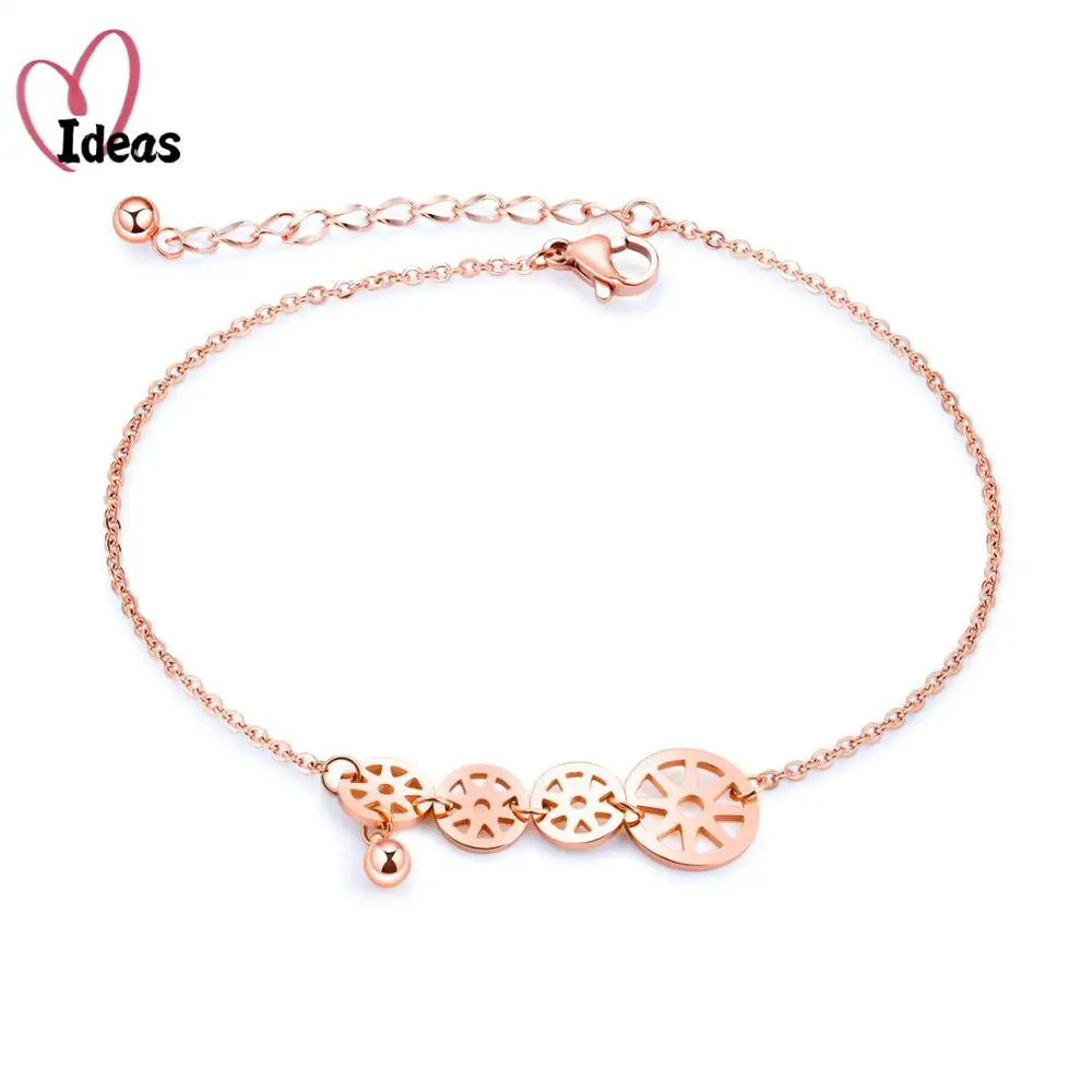 

Chinese Ethnic Coins And Bells Charm Anklet For Women Girls Trendy Stainless Steel Link Chain Summer Foot Jewelry
