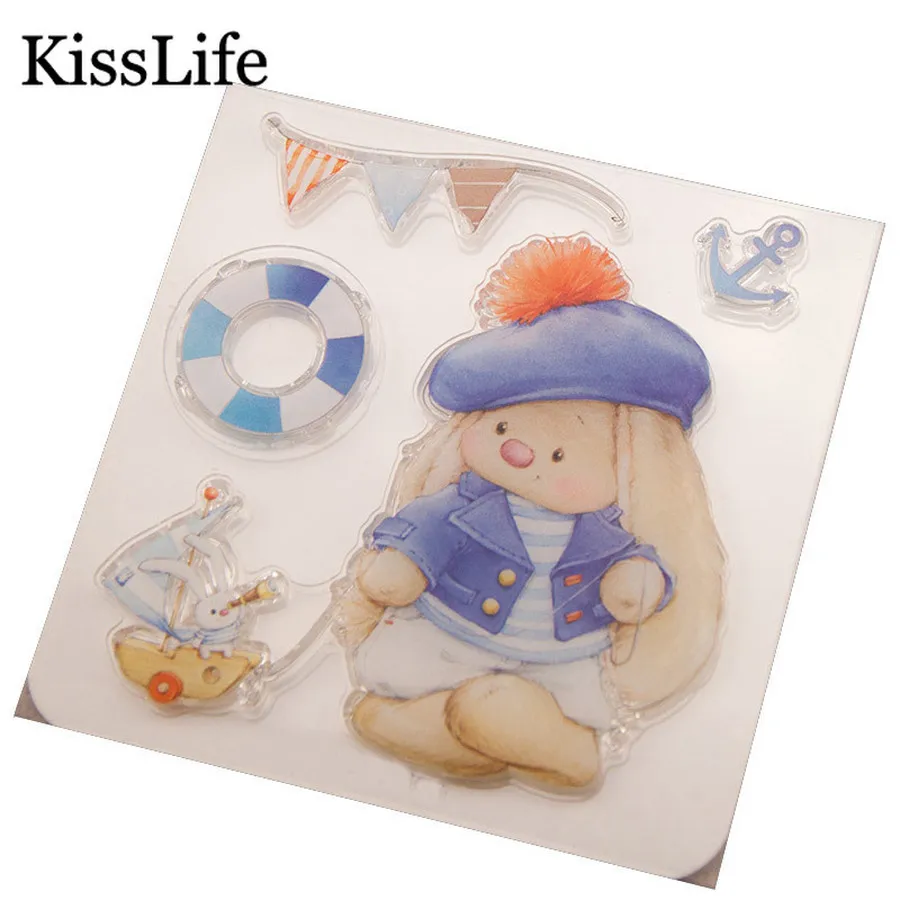 1 Sheet Cute Rabbits Swimming Laps Ship Clear Ribber Stamps for Scrapbooking Card Making Christmas Album Decors | Дом и сад